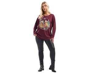 Yours Curve 'Spotted Under The Mistle Toe' Novelty Christmas T-Shirt - Women's - Plus Size Curve Red