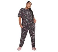 Yours Curve Star Print Short Sleeve Pyjama Set - Women's - Plus Size Curve Grey