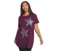Yours Curve Star Print T-Shirt - Women's - Plus Size Curve Purple