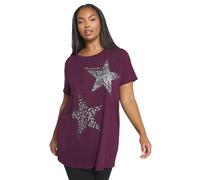 Yours Curve Star Print T-Shirt - Women's - Plus Size Curve Purple