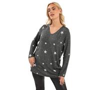 Yours Curve Star Soft Touch Jumper - Women's - Plus Size Curve Grey
