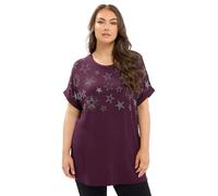 Yours Curve Star Stud Embellished T-Shirt - Women's - Plus Size Curve Purple