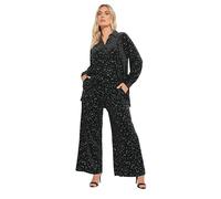 Yours Curve Star Velour Wide Leg Trousers - Women's - Plus Size Curve Black
