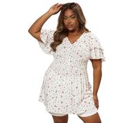 Yours Curve Strawberry Print Peplum Top - Women's - Plus Size Curve