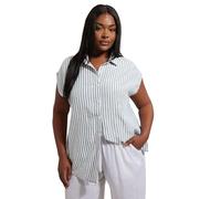 Yours Curve Stripe Boxy Sleeveless Shirt - Women's - Plus Size Curve Blue