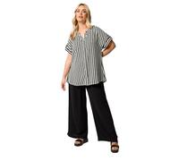 Yours Curve Stripe Button Up Blouse - Women's - Plus Size Curve Black