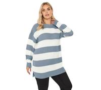 Yours Curve Stripe Drop Shoulder Jumper - Women's - Plus Size Curve Blue