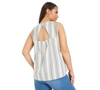 Stripe Embroidered Linen Vest Top Yours White 22-24