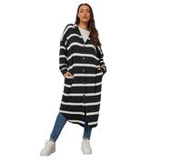 Yours Curve Stripe Hooded Maxi Cardigan - Women's - Plus Size Curve Black
