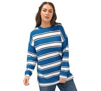 Yours Curve Stripe Knitted Jumper - Women's - Plus Size Curve Blue