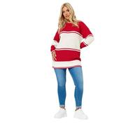 Yours Curve Stripe Knitted Jumper - Women's - Plus Size Curve Red