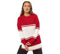 Yours Curve Stripe Knitted Jumper - Women's - Plus Size Curve Red