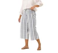 Yours Curve Stripe Linen Look Culottes - Women's - Plus Size Curve Blue