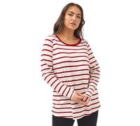 Yours Curve Stripe Long Sleeve Ringer Top - Women's - Plus Size Curve Red