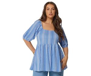 Yours Curve Stripe Peplum Top - Women's - Plus Size Curve