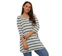 Yours Curve Stripe Print Longline Top - Women's - Plus Size Curve Grey