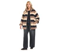 Yours Women's Stripe Print Zip Through Fleece in Brown | Size: 16