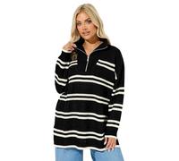 Yours Curve Stripe Quarter Zip Jumper - Women's - Plus Size Curve Black