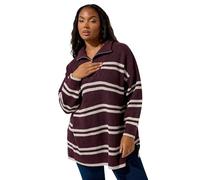 Yours Curve Stripe Quarter Zip Jumper - Women's - Plus Size Curve Red