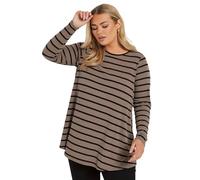 Yours Curve Stripe Ribbed Long Sleeve Swing Top - Women's - Plus Size Curve
