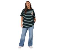 Yours Curve Stripe Teddy Print T-Shirt - Women's - Plus Size Curve Green