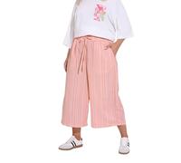Yours Curve Stripe Textured Cropped Trousers - Women's - Plus Size Curve Pink