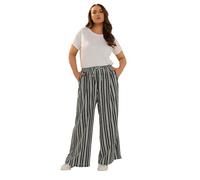 Yours Curve Stripe Textured Wide Leg Trousers - Women's - Plus Size Curve Black