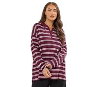 Yours Curve Stripe Waffle Rugby Collar Top - Women's - Plus Size Curve Red