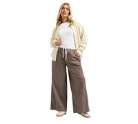 Yours Curve Stripe Wide Leg Trousers - Women's - Plus Size Curve Brown
