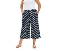 Yours Curve Striped Crinkle Culottes - Women's - Plus Size Curve