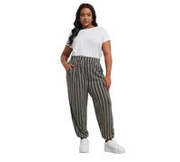 Yours Curve Striped Jersey Cuffed Trousers - Women's - Plus Size Curve Black