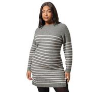 Yours Curve Striped Knitted Jumper Dress - Women's - Plus Size Curve Grey