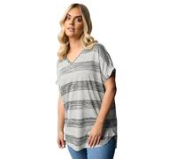 Yours Curve Striped Marl Top - Women's - Plus Size Curve Grey