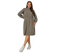 Yours Curve Striped Ribbed High Neck Midi Dress - Women's - Plus Size Curve Brown