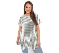 Yours Curve Striped Ribbed Swing Top - Women's - Plus Size Curve White
