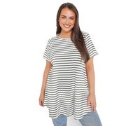 Yours Curve Striped Ribbed Swing Top - Women's - Plus Size Curve White