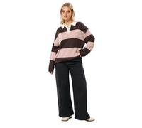 Yours Curve Striped Rugby Collar Jumper - Women's - Plus Size Curve Pink