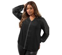 Yours Curve Stud Detail Notch Neck Blouse - Women's - Plus Size Curve Black