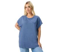 Yours Curve Stud Grown-On Sleeve T-Shirt - Women's - Plus Size Curve Blue