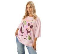 Yours Curve 'Summer Spritz' Oversized T-Shirt - Women's - Plus Size Curve Pink