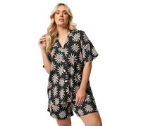 Yours Women's Sun Print Crinkle Shirt in Black | Size: 14
