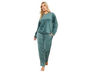 Yours Curve Super Luxe Pyjama Set - Women's - Plus Size Curve Green
