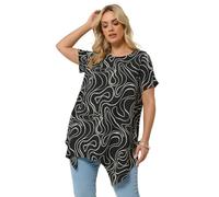 Yours Curve Swirl Hanky Hem Top - Women's - Plus Size Curve Black