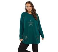 Yours Curve Teal Sequin Embellished Star Jumper - Women's - Plus Size Curve