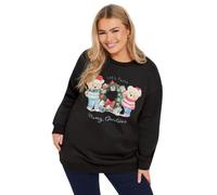 Yours Women's Teddy Bear Christmas Print Sweatshirt in Black | Size: 22/24
