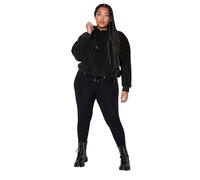 Yours Curve Teddy Cropped Fleece Hoodie - Women's - Plus Size Curve Black