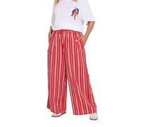 Yours Curve Textu Stripe Wide Leg Trousers - Women's - Plus Size Curve Red