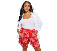Yours Curve Textu Sun Print Shorts - Women's - Plus Size Curve Red