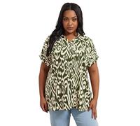 Yours Curve Textured Abstract Print Shirt - Women's - Plus Size Curve Green