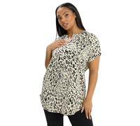 Yours Curve Textured Animal Notch Neck Top - Women's - Plus Size Curve White